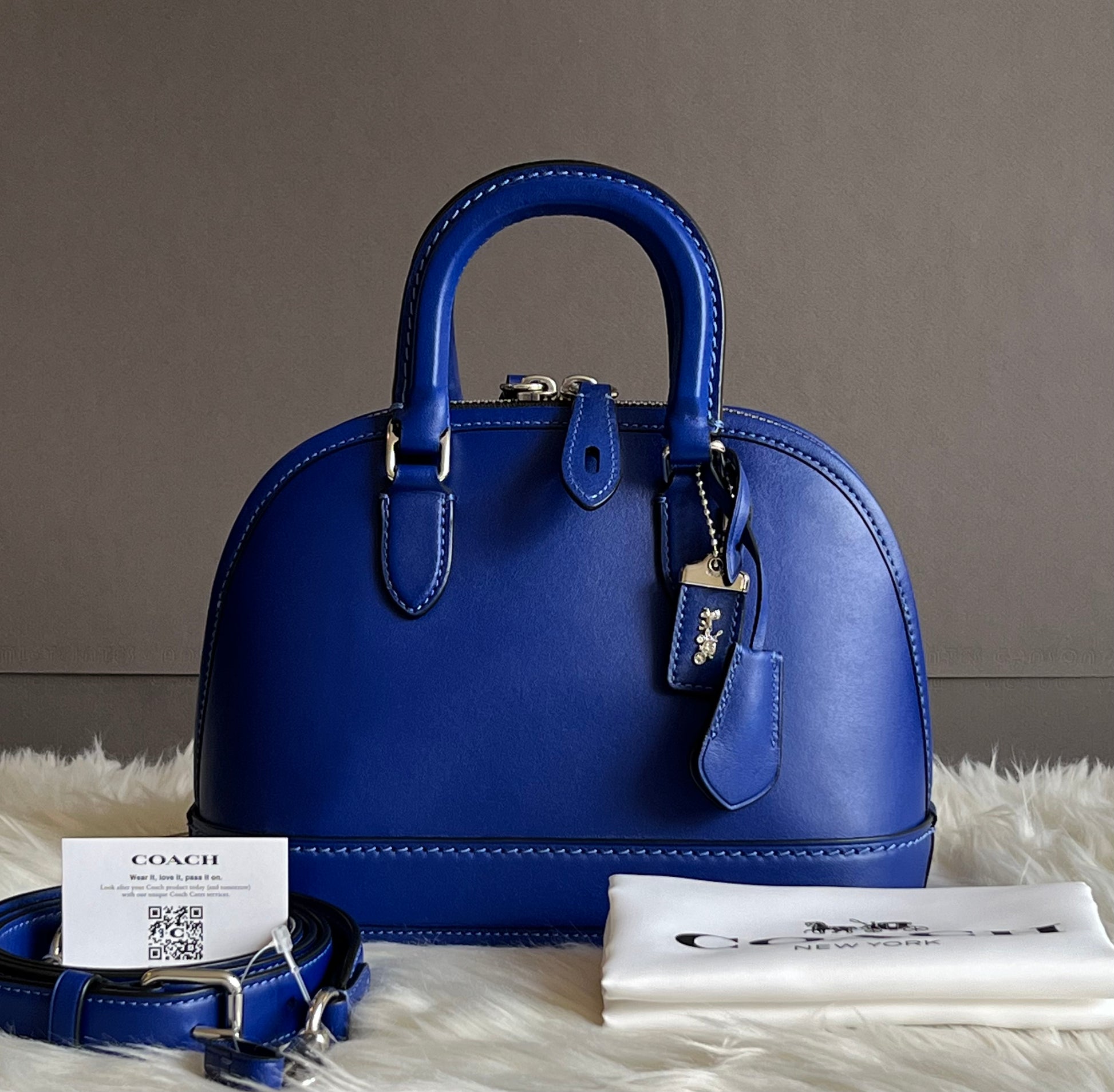 Authenticated Used COACH Coach Revel Bag 24 2way Blue J2222 Women's Leather  Handbag 