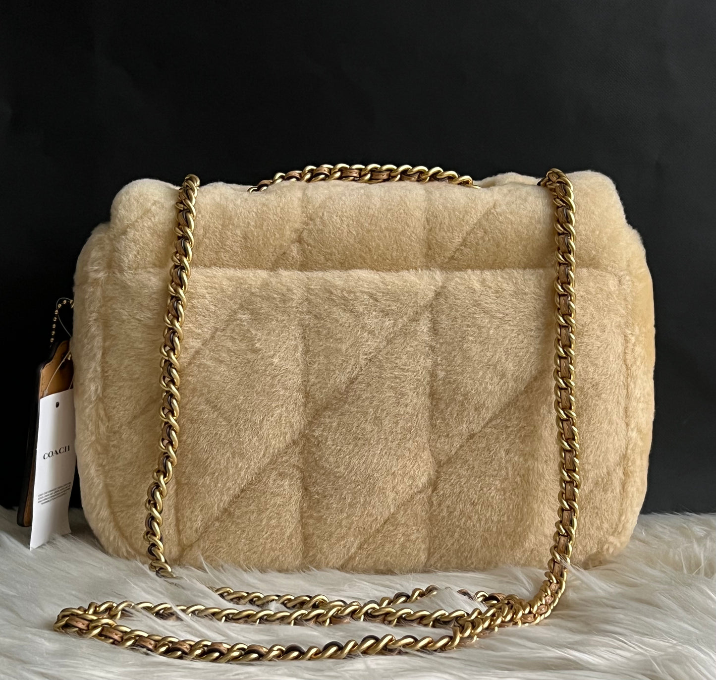 Coach Pillow Madison Shoulder Bag in Shearling with Quilting