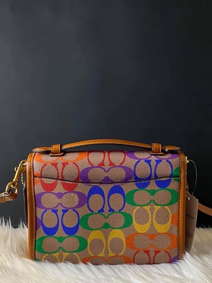 Coach Kip Turnlock Crossbody outlets In Rainbow Signature Canvas