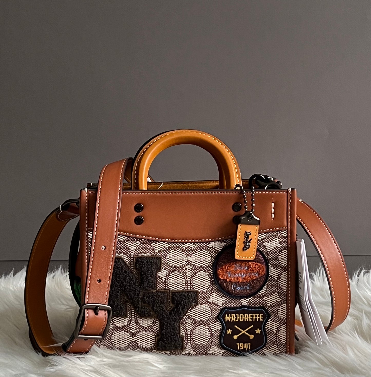 Coach Rogue 20 In Signature Textile Jacquard with Varsity Patches