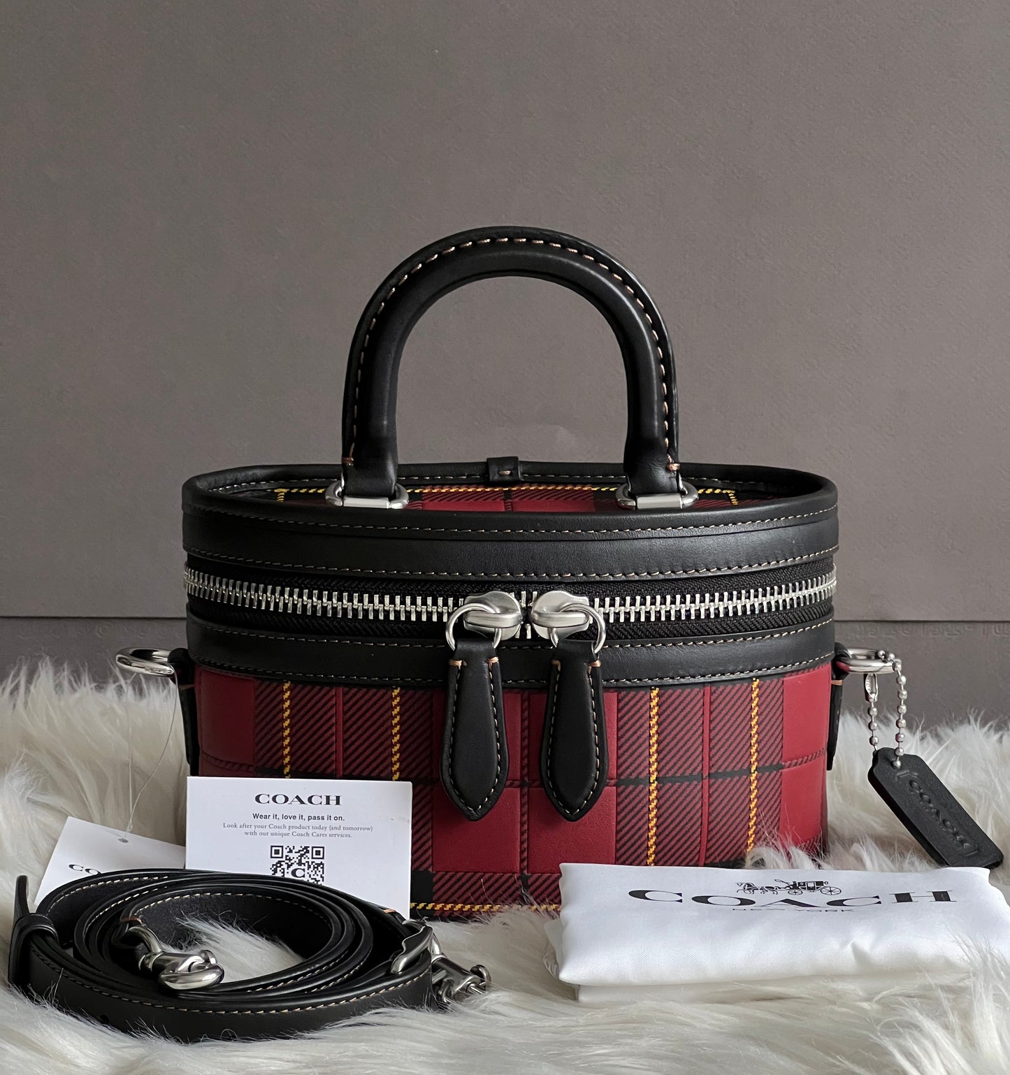 Coach Trail Bag with Plaid Print