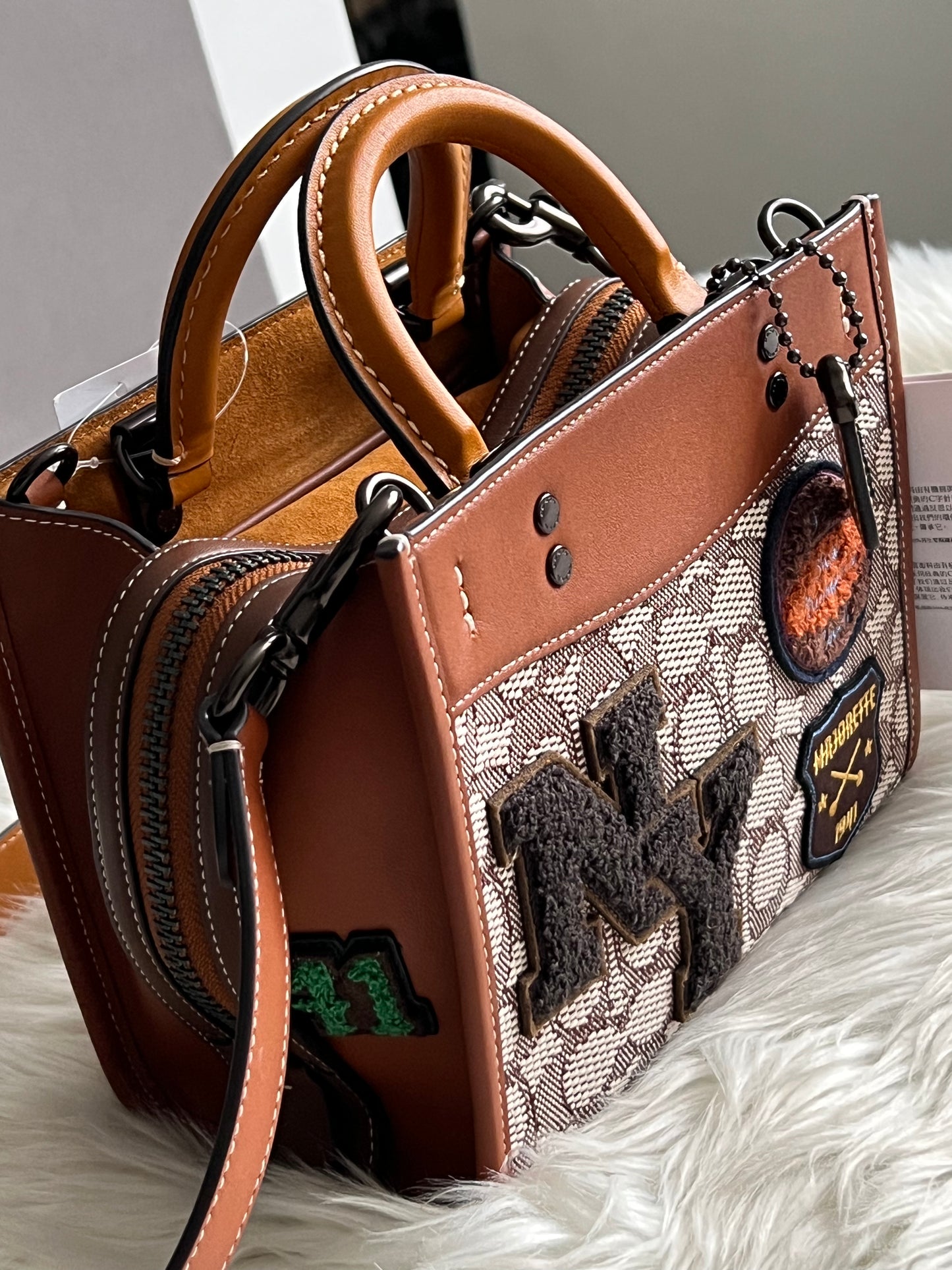 Coach Rogue 20 In Signature Textile Jacquard with Varsity Patches