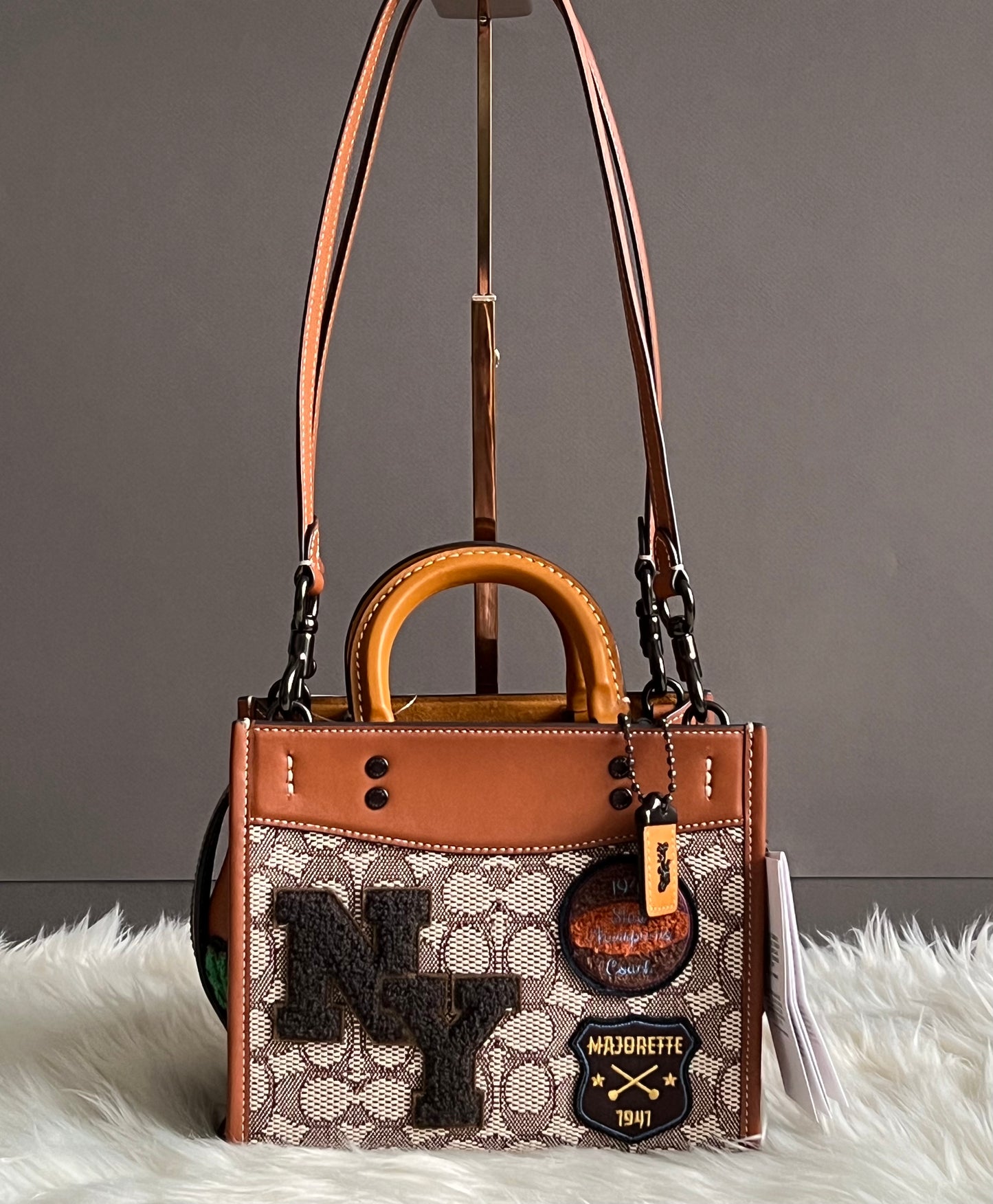 Coach Rogue 20 In Signature Textile Jacquard with Varsity Patches